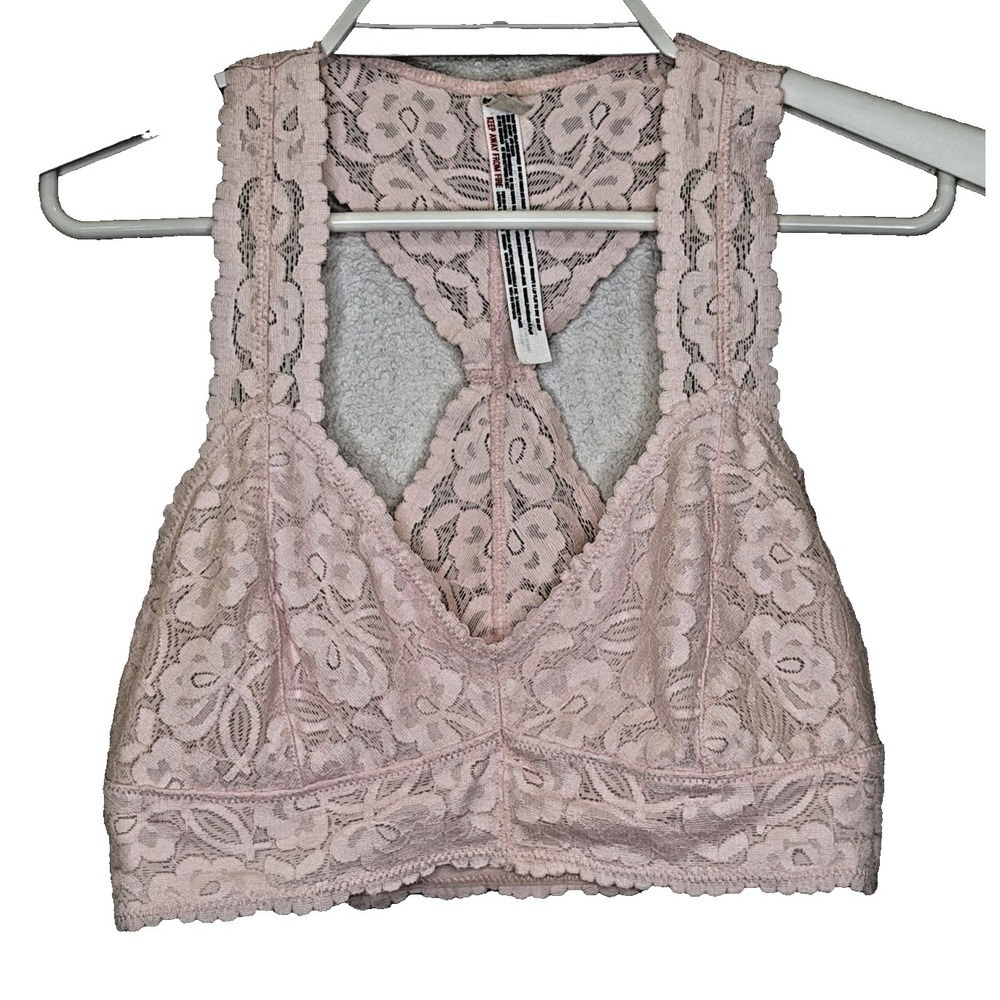 Intimately‎ Free People Bralette Womens Sz Small Pink Lace Racerback Lightweight